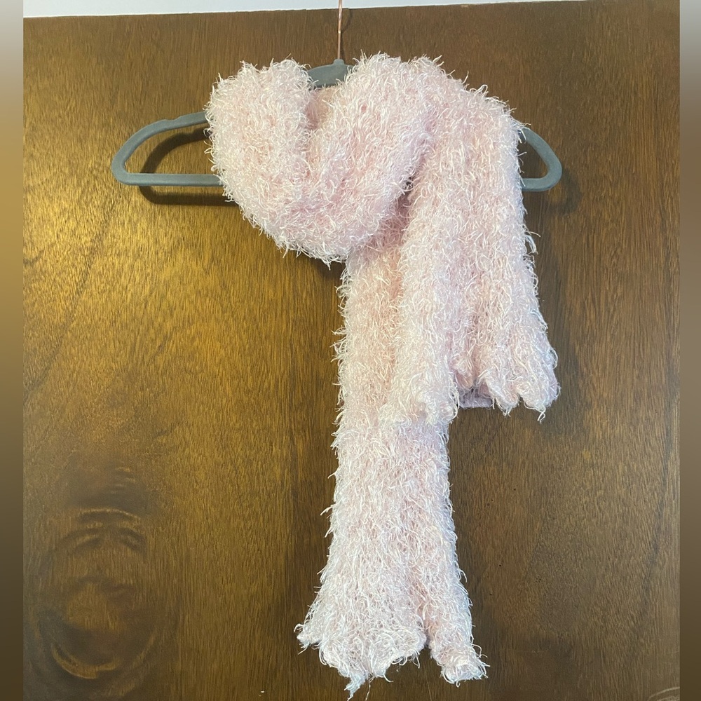 Vintage 90s Fuzzy Pale Pink Tube Scarf size One Size